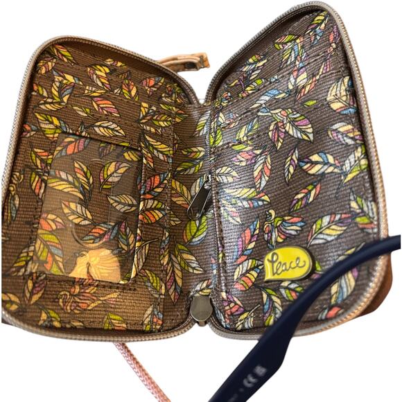 Sakroots Multi-Color Wristlet Wallet With Glitter Accent and Bird Sketch - Picture 7 of 7